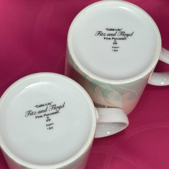 set of 2 Fitz & Floyd Japan Calla Lily coffee mugs - Picture 6 of 7